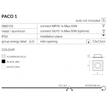 PACO 1 WHITE GM2103 WH + LED GRATIS