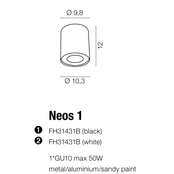 Plafon NEOS 1 WHITE / CHROM + LED GRATIS