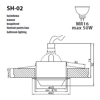 SH-02 CH MR16 oprawa stropowa IP65