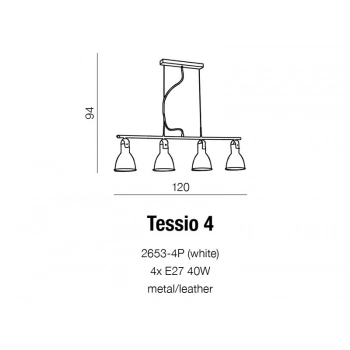 Tessio 4 oprawa wisząca 4xE27 2653-4P biała + LED GRATIS