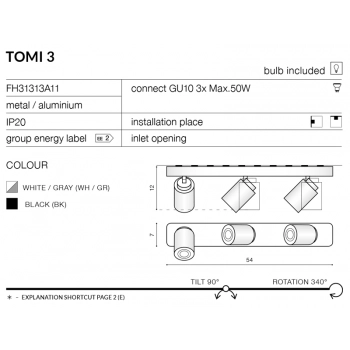 Tomi 3 Black FH31313A11 BK + LED GRATIS