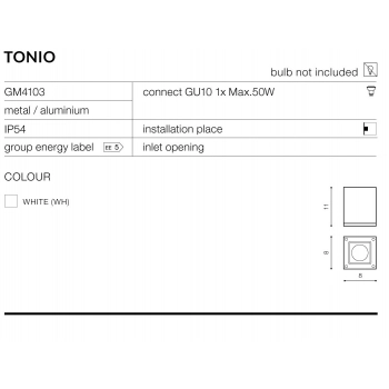 Tonio IP54 GM4105 WH + LED GRATIS