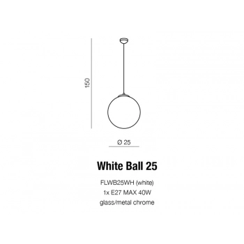 White Ball 25 lampa wisząca 1xE27 40W FLWB25WH + LED GRATIS