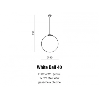 White Ball 40 lampa wisząca 1xE27 40W FLWB40WH + LED GRATIS