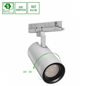 Pava 2 na szynoprzewód 3F LED 19-42W 4500lm światło ciepłe białe RA90 biała z regulacją mocy SLI033030WW_PW SpectrumLED