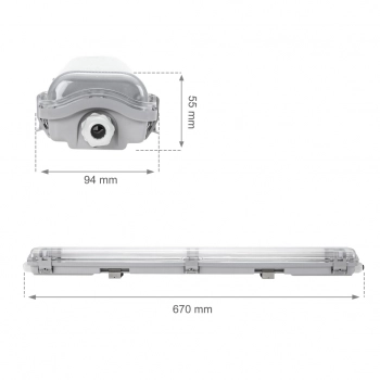 Limea Slim Hermetyk 2xG13 tuba LED 60cm IP65 szara