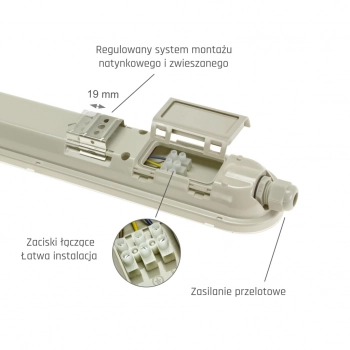 Limea Gigant Hermetyk 600mm 20W 3250lm światło neutralne białe IP65 IK10 szara