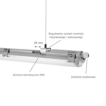 Limea Slim Hermetyk G13 tuba LWD 60cm IP65 szara