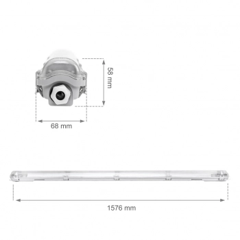 Limea Slim Hermetyk G13 Tuba LED 150cm IP65 szara