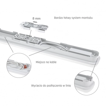 Limea Go Hermetyk 600mm 25W 3250lm światło zimne białe IP65 IK07 biała