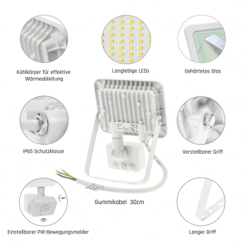 Noctis Lux 2 naświetlacz 20W 1790lm światło ciepłe białe IP44 biały czujnik ruchu PIR