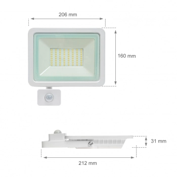 Noctis Lux 2 naświetlacz 50W 4000lm światło zimne białe IP44 biały czujnik ruchu PIR