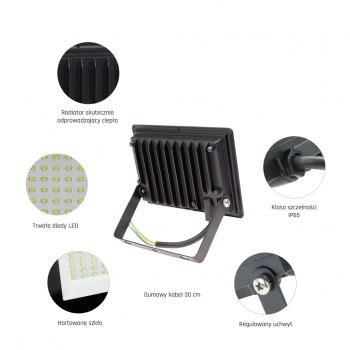 Noctis Lux 3 naświetlacz 30W 2700lm światło ciepłe białe IP65 czarny