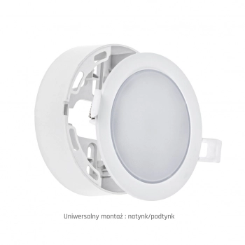 Algine Eco okrągła natynk-Podtynk downlight 6W 750lm światło neutralne białe IK06 biały