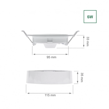 Algine Eco okrągła natynk-Podtynk downlight 6W 750lm światło neutralne białe IK06 biały
