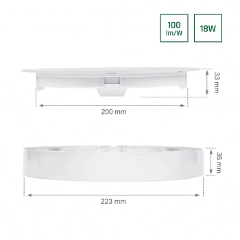 Algine Eco natynk-Podtynk downlight IK06 18W 2200lm światło ciepłe białe