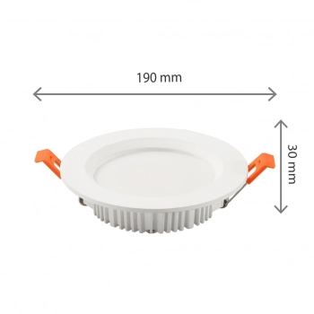 Dure 3 Max Downlight lampa wbudowywana 18W 2200lm światło neutralne białe IP44 IK06  biała