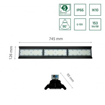 Halls Line High Bay LED 150W 23000lm światło neutralne białe IP66 IK10 czarny