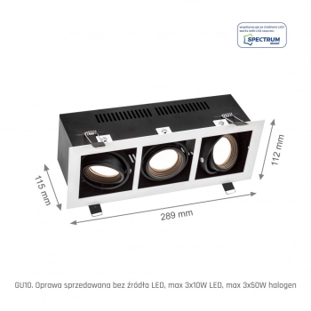 Modern Day Mini lampa wbudowywana 3xGU10 biała