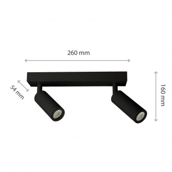 Madara Slim lampa sufitowa 2xGU10 MR11 czarna