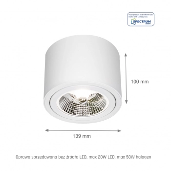 Chloe lampa sufitowa GU10 AR111 biała
