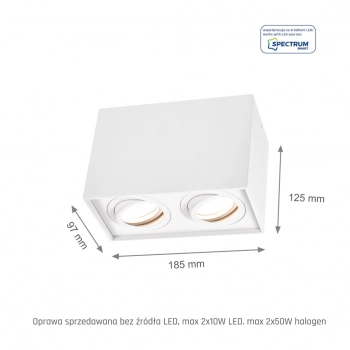 Chloe Duo lampa sufitowa 2xGU10 biała prostokątna ruchoma