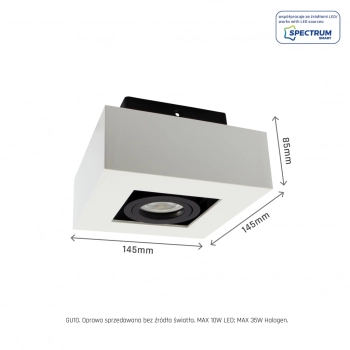 Mirora lampa sufitowa GU10 biała czarna