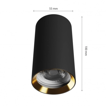 Chloe Variosa lampa okrągła natynkowa GU10 czarna środek złoty