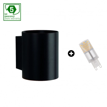 Pakiet lampa Squalla tuba czarna LED G9 4W światło ciepłe białe SLIP006012_WOJ+14433 SpectrumLED