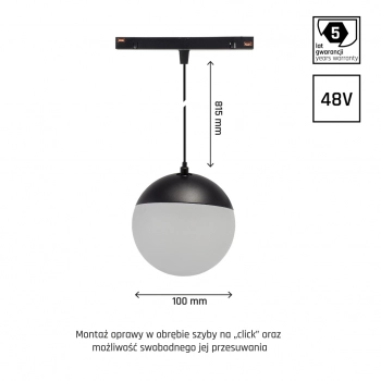 System Shift Globe P lampa wisząca na szynoprzewód 5W 550lm CCT czarna
