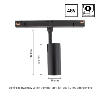 System Shift Spot S lampa na szynoprzewód 6W 555lm czarna