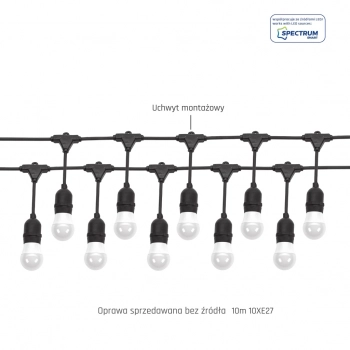 Girlanda IP44 9550mm 10xE27 czarna łączona