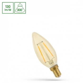 Żarówka LED świecowa E14 2W 260lm COG światło ciepłe białe retroshine WOJ+14070 SpectrumLED