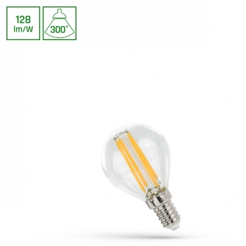 Żarówka LED kulka E14 5,5W 700lm COG światło neutralne białe przeźroczysta WOJ+14390_5.5W SpectrumLED
