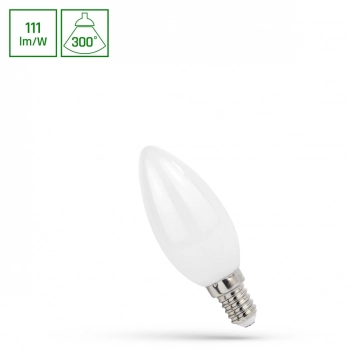 Żarówka LED świecowa E14 5,5W 610lm COG światło ciepłe białe mleczna WOJ+14392_5.5W SpectrumLED