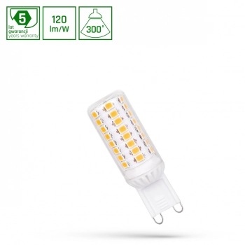 ŻarówkaLED G9 4.5W 540lm światło ciepłe białe WOJ+14436_4.5W SpectrumLED