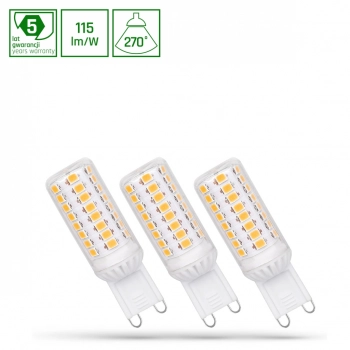 Żarówka LED premium G9 4W 460lm światło zimne białe ściemnialna 3-PACK WOJ+14486_4W SpectrumLED