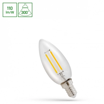 Żarówka LED świecowa E14 1W 110lm COG światło ciepłe białe przeźroczysta WOJ+14575 SpectrumLED