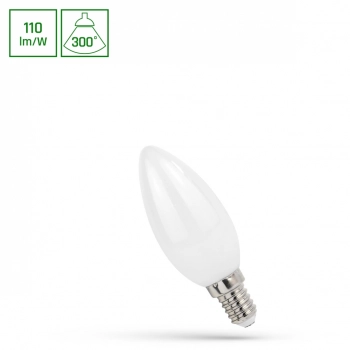 Żarówka LED świecowa E14 1W 110lm COG światło neutralne białe mleczna WOJ+14578 SpectrumLED