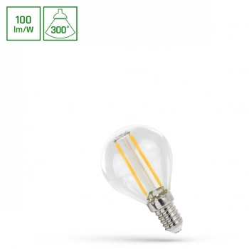 Żarówka LED kulka E14 1W 100lm COG światło ciepłe białe przeźroczysta WOJ+14579 SpectrumLED