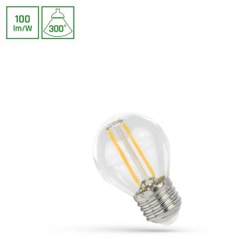 Żarówka LED kulka E27 1W 100lm COG światło ciepłe białe przeźroczysta WOJ+14581 SpectrumLED