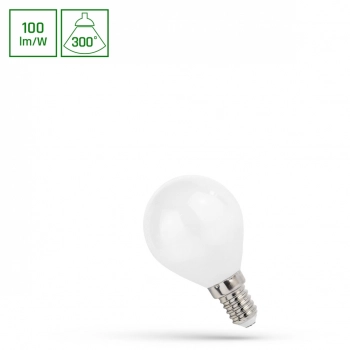 Żarówka LED kulka E14 1W 100lm COG światło neutralne białe mleczna WOJ+14584 SpectrumLED