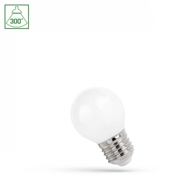Żarówka LED kulka E27 1W 90lm COG światło ciepłe białe mleczna WOJ+14585 SpectrumLED