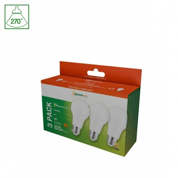 Żarówka LED GLS E27 9W 820lm światło ciepłe białe 3-PACK WOJ+14610_3PACK SpectrumLED