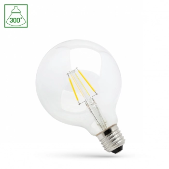 Żarówka LED GLOB G95 E27 4W 380lm COG światło ciepłe białe przeźroczysta ściemnialna WOJ+14643 SpectrumLED