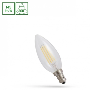 Żarówka LED świecowa E14 5.5W 800lm COG światło ciepłe białe przeźroczysta ściemnialna WOJ+14646 SpectrumLED