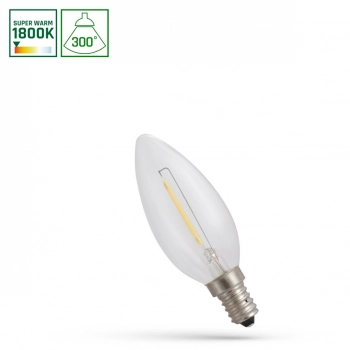 Żarówka LED świecowa E14 1W 60lm COG 1800K przeźroczysta WOJ+14648 SpectrumLED