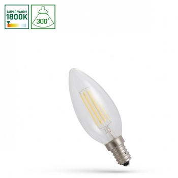 Żarówka LED świecowa E14 6W 540lm COG 1800K przeźroczysta WOJ+14650 SpectrumLED