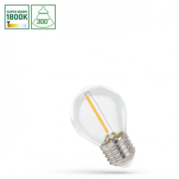 Żarówka LED kulka E27 1W 60lm COG 1800K przeźroczysta WOJ+14651 SpectrumLED