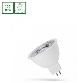 Żarówka LED MR16 12V 4W 330lm 55st światło zimne białe z soczewką WOJ+14097_55ST SpectrumLED